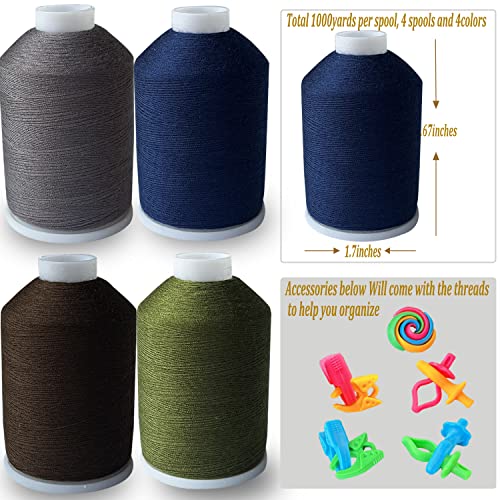 MOYYON Sewing Thread Set, 4 Colors, 40s/2, 100% Polyester, 4000 Yards (Dark Common Series)
