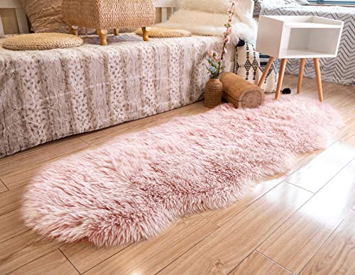 Staolene Ultra Soft Faux Fur Sheepskin Pink Bedside Rug Area Rug Indoor Fluffy Shag Washable Rug For Bedroom Floor Sofa Living Room #TOP5