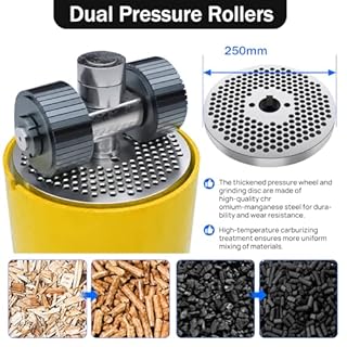 Bonxrdun Wood Chip Pellet Press, 15 kW Heavy-Duty Biomass Fuel Pelletizer, 300 kg/h Output, Three-Phase 220V 60Hz, 4 mm Die, Farm & Small-Plant Pellet Production Line