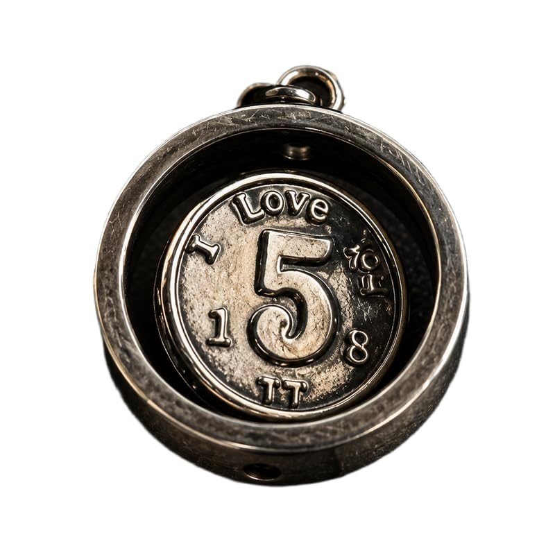 Stainless Steel 15 Love Spinner Pendant Charm, Rotating Coin Pendant, Lucky Number Charm, Vintage Style Statement Jewelry, Fidget 22x22 mm. RR_CSP_0075-image-37