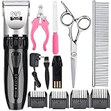 Cropal Pet Grooming Clippers, High Capacity Li-Battery, Quiet, Rechargeable Cordless Dog and Cat grooming clippers, Dogs Cats Hair Trimmer (silver/black)