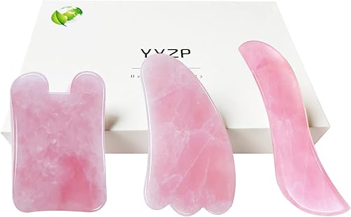 YYZP Gua Sha - Herramientas faciales amatista (raspa los residuos corporales y rejuvenece la piel), cara, ojos, cuello y masaje de cuidado de la