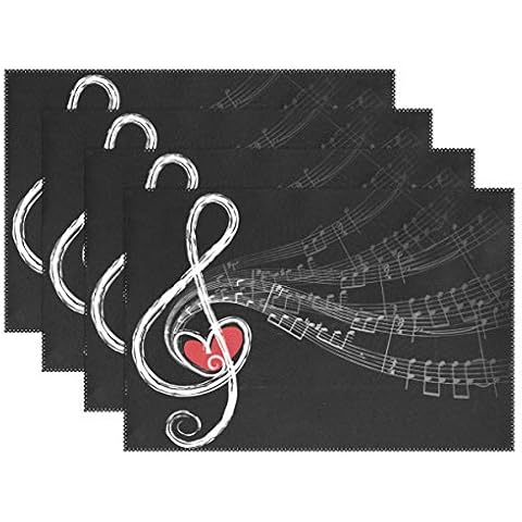 WowPrint Music Notes Heart Placemats Set Cover