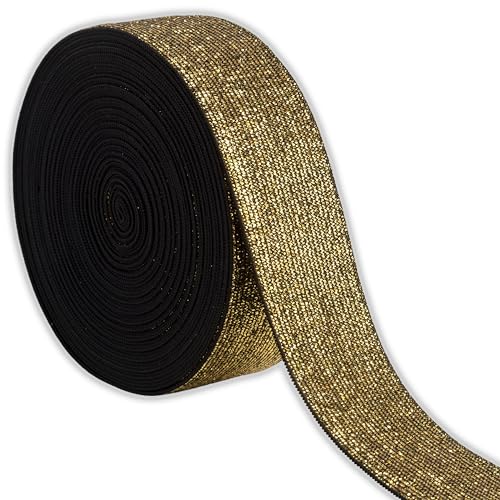 IPEA Élastique Couture Lurex - 10 MÈTRES - Bande Élastique pour Accessoires – Made in Italy – Corde 40 mm Brillante pour Vêtements, Jupes, Sacs,...