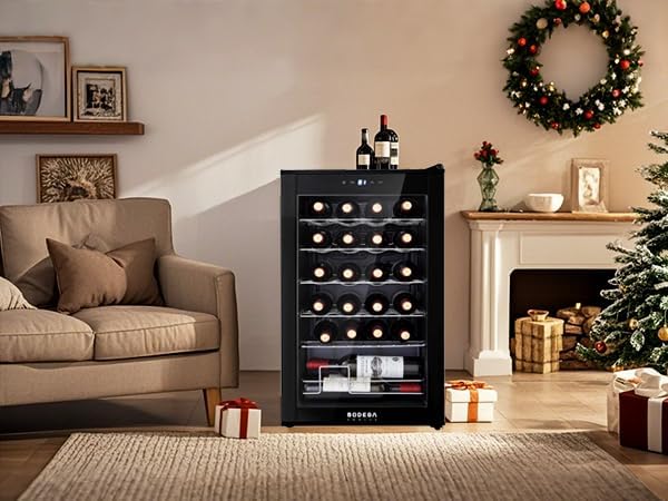 Miniatura 8 de BODEGA COOLER - Enfriador de vino de 24 botellas para el hogar y la cocina, mini refrigerador para dormitorio, refrigerador de vino con control