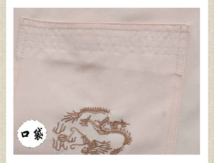 Men Novelty Navy Blue Embroidery Dragon Kung Fu Suit Cotton Wu Shu Uniform Long Sleeve Tai Chi Set4