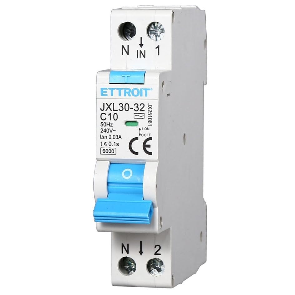 Interruttore Magnetotermico Differenziale 1P+N 10A 30mA 220V-6KA 1 modulo 30mA per Guida DIN - Protezione Circuiti e Sicurezza Impianti