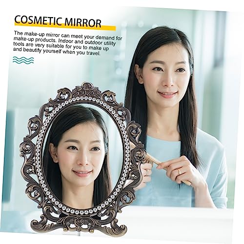Espejo de maquillaje retro con perlas estilo moderno miniatura 7