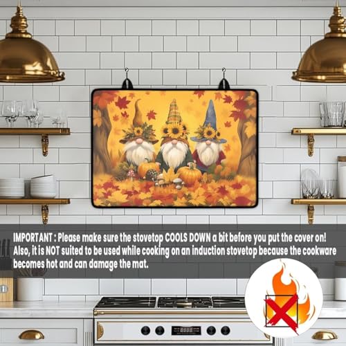 Image of Electric Stove Cover Dust Cover, Thanksgiving Ghome Maple, Stovetop Liners Protect Cover, Heart Resistant Stovetop Protector, Waterproof Dish Drying Mat, Thanksgiving Decoration