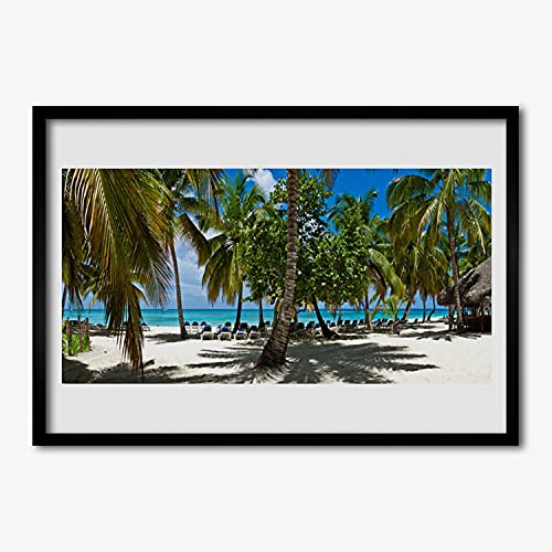 Image cadre en MDF paysage de palmier de plage finition premium