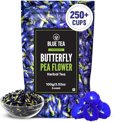 BLUE TEA - Butterfly Pea Flower Tea - 100 gm (250+ Cups) | Antioxidant Rich | Aparajita | Caffeine Free - Flower Based - Herbal Tea - Natural - Detox Tea | Ziplock Pouch