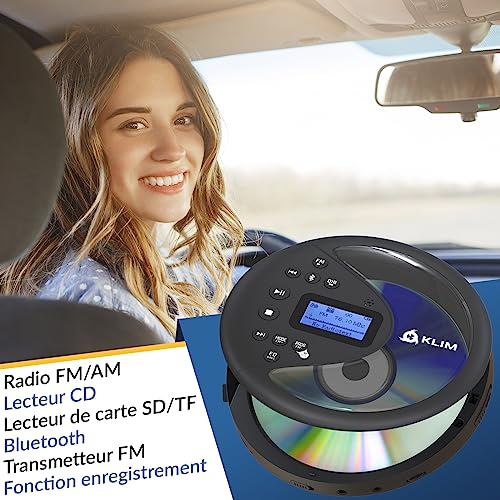 Lecteur CD portable Bluetooth KLIM Discover solution audio voiture avec batterie