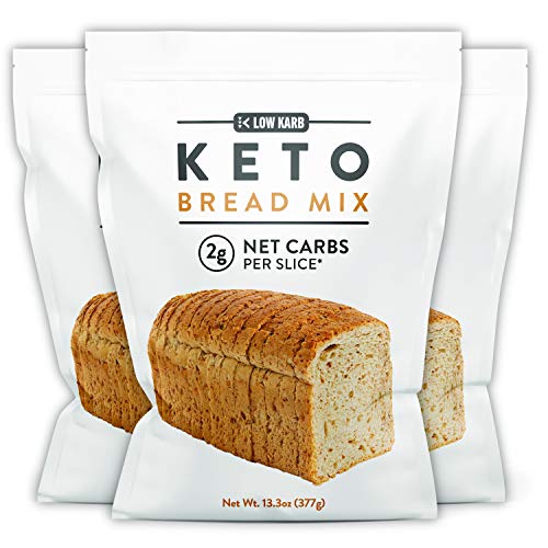 Low Karb - Keto Bread Mix - Only 2g Net Carbs per slice - Makes 1 Large Loaf - Low Carb Food - Easy Baking (13.3 oz) (3 Count)