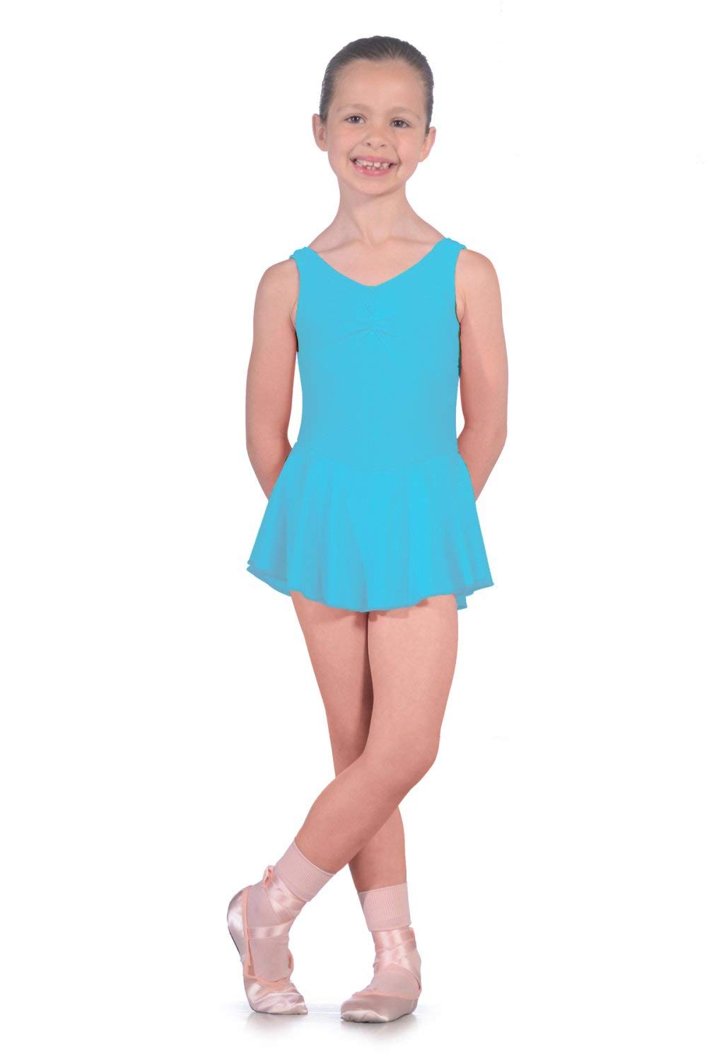 Roch Valley Sleeveless ISTD Junior Lycra Leotard With Skirt, Kingfisher, 3-4 Years - Image 2