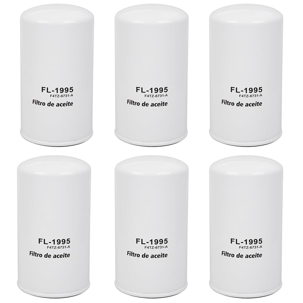 FL1995 Oil filter Fits for 7.3L Powerstroke 1994-2003, Replacement FL1995/1995 Compatible with Super Duty 7.3L Powerstroke Diesel(Set of 6)