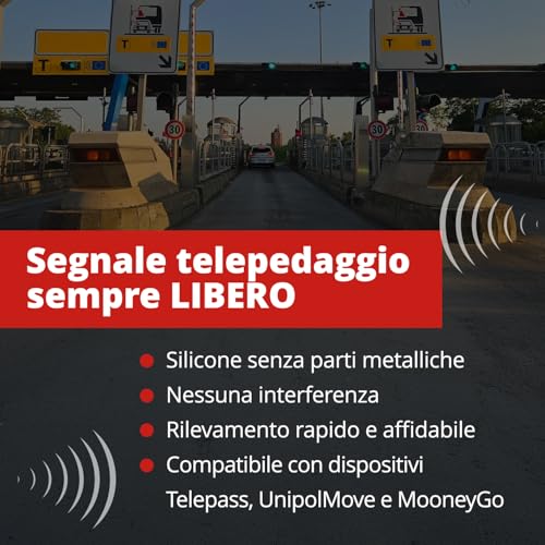 Easyrun Supporto Per Moto In Silicone Compatibile Con Dispositivi Telepass®, Unipolmove®, Mooneygo® - Splash Resistant Con Cinghie A Strappo Regolabili – Astuccio Protettivo Per Telepedaggio (Rosso) - 4