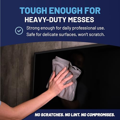 Image of Microfiber Wholesale 12 inch x 12 inch Buff Pro Multi-Surface Microfiber Cleaning Cloths | Gray - 12 Pack | Premium Microfiber Towels for Cleaning Glass, Kitchens, Bathrooms, Automotive