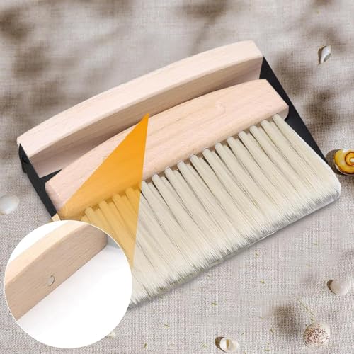 2 Stücke Tischbesen Besen und Kehrschaufel Set, Tischbesen und Kehrschaufel Set, Mini Besen Tischfeger, Schaufel und Besen Set für Küche Wohnzimmer Holzfarbe – Bild 8