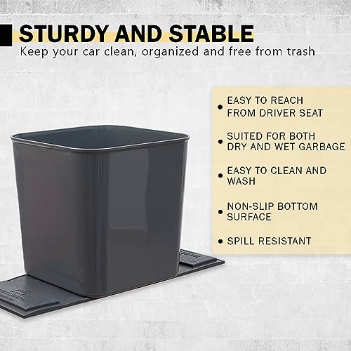 Image of Car Trash Can with Stability Flaps, 1.4 Gallon Car Garbage Can, Durable Plastic Auto Trash Bin for Car Floor or Seat Area, Vehicle Trash Container with 20 Bags for Cars SUVs Trucks (Gray)