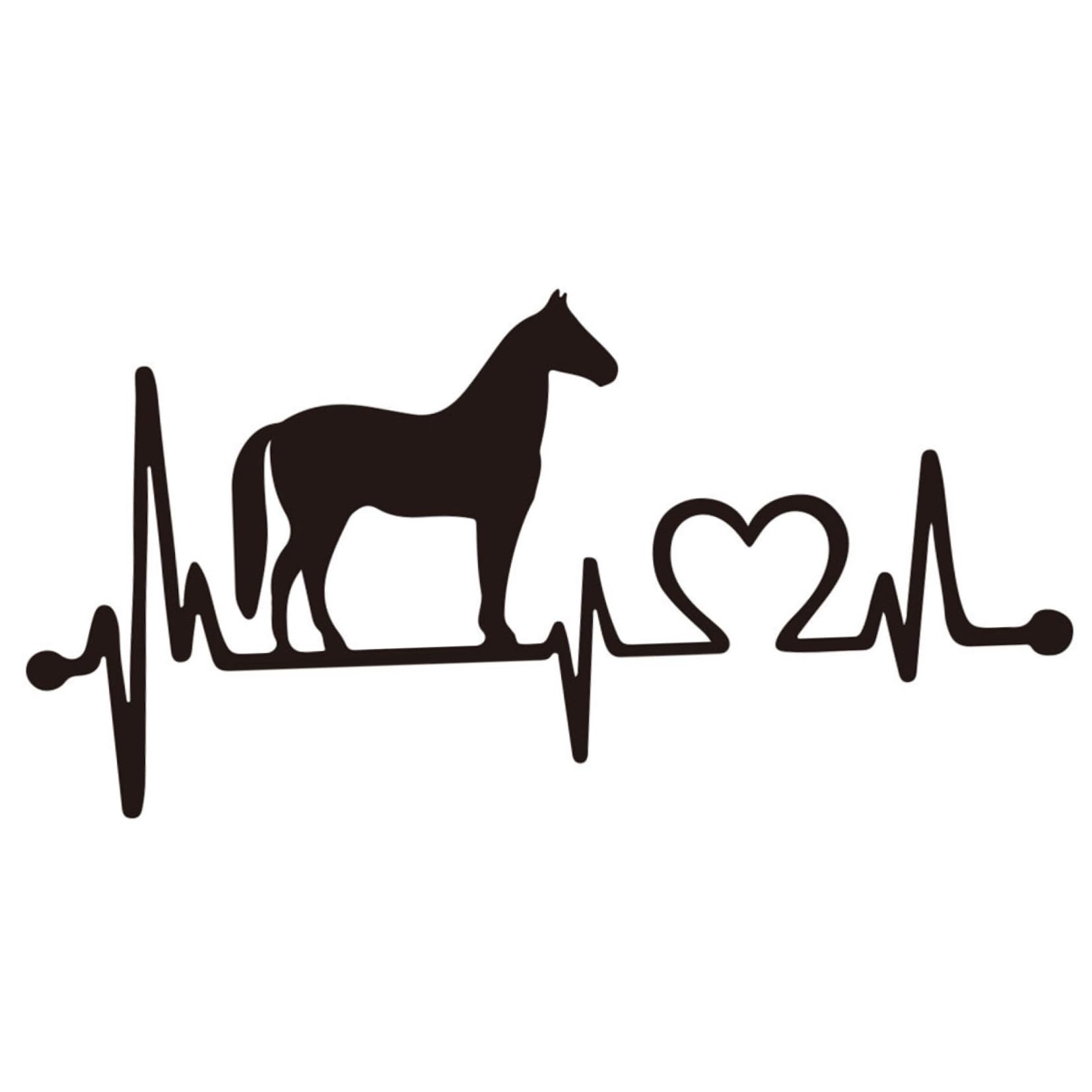 Pegatina de coche de diseño decorativo electrocardiograma caballo, 4 calcomanías exteriores