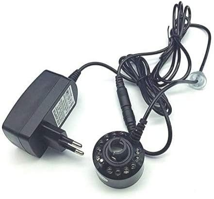12 LED With Adapter Colour Changing Ultrasonic Mist Maker Fogger For Water Fountain & Incubator-Black
