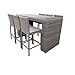 TK Classics Oasis Bar 7 Piece Outdoor Wicker Patio Table Set with Barstools Furniture, Grey Stone