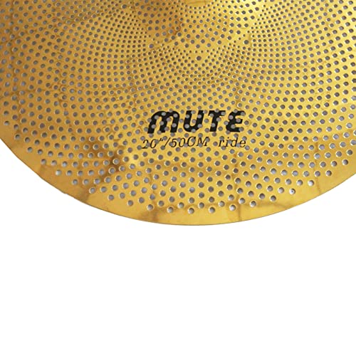 Arborea Low Volume Ride Cymbal 20 Inch Mute Ride Cymbal Golden Practice Drum Cymbal For Drum Set (20"Ride) #TOP2