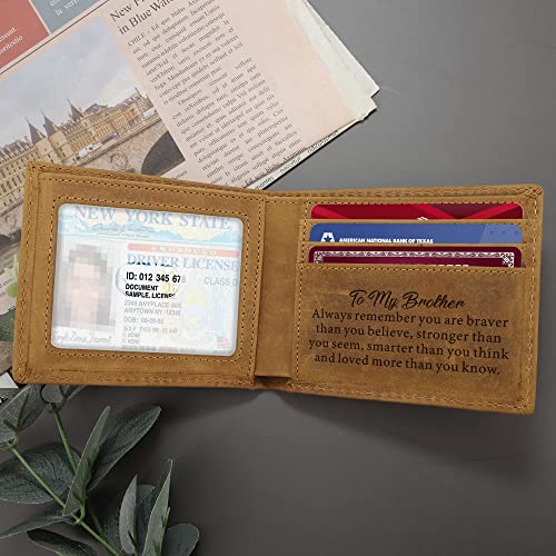 Moblade Engraved Wallet for Brother - Inspirational Quotes, Brother Gifts for Christmas, Birthday, Graduation2