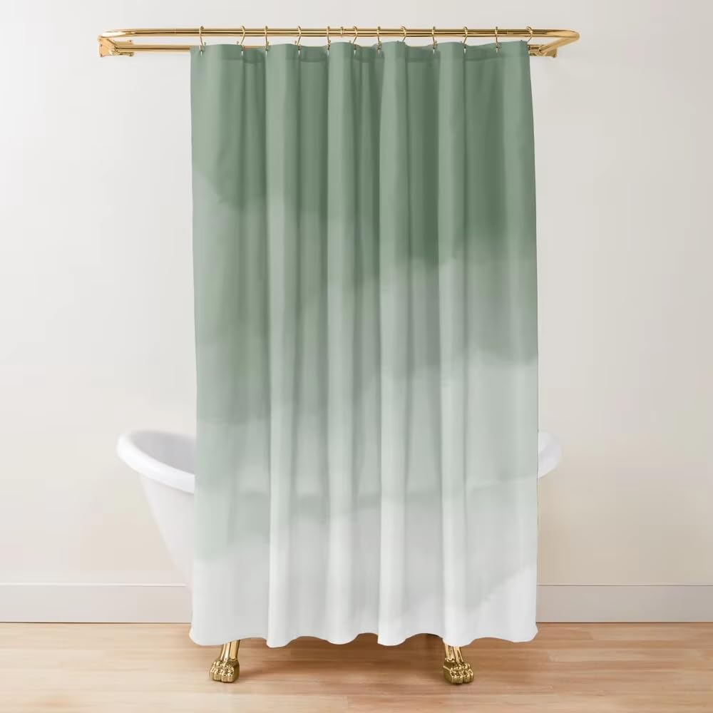 IHHGNB Sage Green Watercolor Ombre Shower Curtain Waterproof Fabric Polyester Bathroom Modern Bath Curtains Decor with Hooks(120x180cm(47x71in)