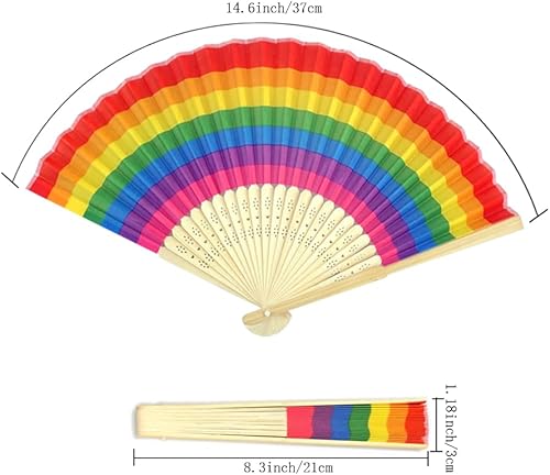 Miniatura 2 de Ventilador plegable arco iris del orgullo ventilador de mano arco iris pequeño ventilador chino ventilador de bambú ventilador plegable ventilador