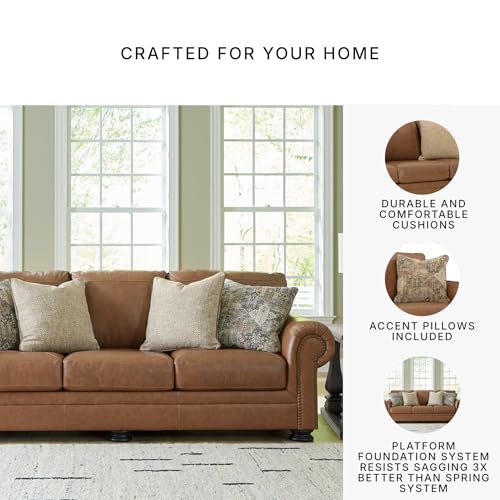 Image of Signature Design by Ashley Carianna Leather Sofa for Living Room, Caramel