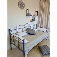 Dormeuse In Ferro Battuto Nodo Con Letto Estraibile - Divano Letto 2 Posti, Colore Nero Opaco, Made In Italy