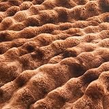 EMME Set de Sábana de Felpa 200x200 cm Tie Dye Marrón Oscuro - Juego de Cama Invierno Imitación Piel de Conejo, Incluye Funda Nórdica con Cremallera + 2 Fundas de Almohada 80x80