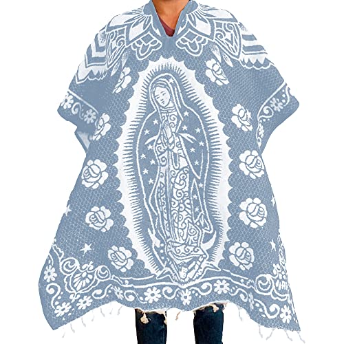 Mexican Poncho Virgen de Guadalupe– Handmade Serape Poncho – One-Size Adult Poncho - Cobija Gaban - Blanket