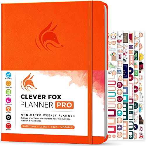 Clever Fox Planner Pro – Weekly & Monthly Life Planner To Increase Productivity, Time Management And Hit Your Goals – Organizer, Gratitude Journal – Undated, 1 Year – Softcover, 8.5X11″ (Orange) #TOP9