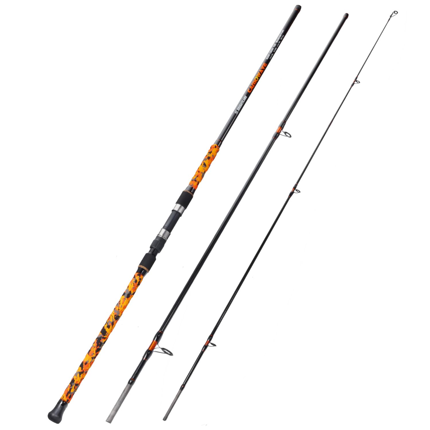 Sougayilang Spinning Fishing Rod,3-section Durable Carbon Rods with Stainless Steel Guides，EVA Handle, for Freshwater and Sea Fishing Suitable for catching big fish Carp Surf-36O