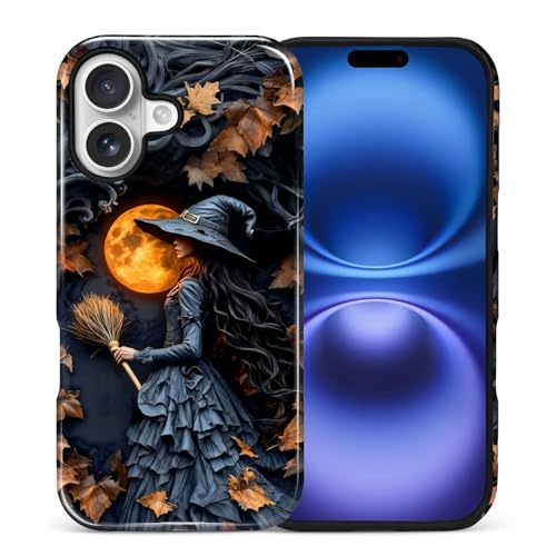 Yesad for iPhone 17 Case, Shockproof 2-in-1 Double Protective Cover for Women Girls Men Boys, Anti-Scratch Stylish Phone Case Aesthetic, Spooky Halloween Witch