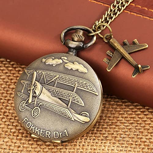 ZALTAS Avião antigo relógio pingente de quartzo bronze relógio de bolso colar relógio presente acess