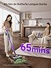 SMOTURE 600W 50KPa Aspirateur Balai sans Fil, 65 Mins Aspirateur sans Fil Puissant avec Brosse Matelas, Charge Murale et Écran LED, Auto Aspirateur Balai pour Poils d’Animaux/Sols Durs/Tapis/Voiture