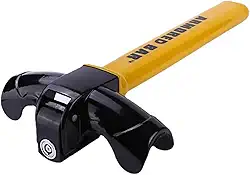 Trava de Segurança para Volante, Antifurto Universal em Aço, Amarelo e Preto com Chave Tubular