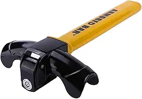 Trava de Segurança para Volante, Antifurto Universal em Aço, Amarelo e Preto com Chave Tubular