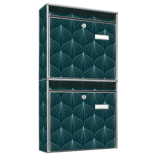 banjado® Briefkastenanlage 2 Fach 36x64x10cm mit Motiv/Briefkasten groß...