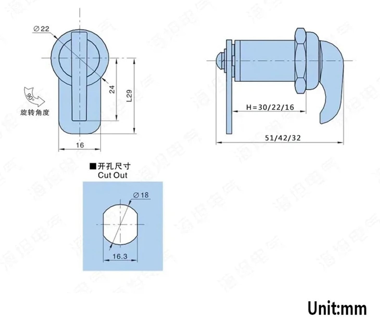 Keyless Cabinet Cam Lock for Box Cupboard Locker Yacht Car Bathroom Window Hardware MMS469 1Pcs(30mm)