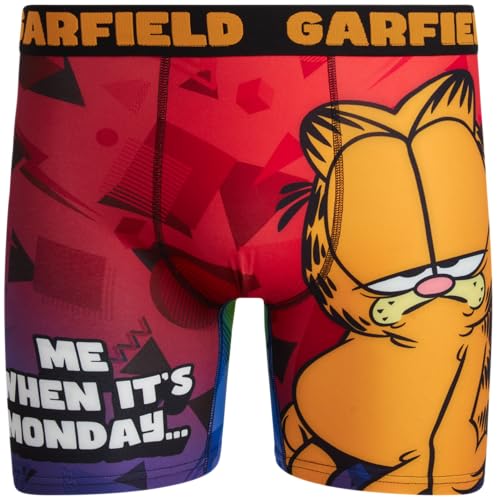 Garfield Men's Boxer Briefs - No Fly, Anti-Chafing Stitching, Comfort Shaped/Cotton Lined Crotch