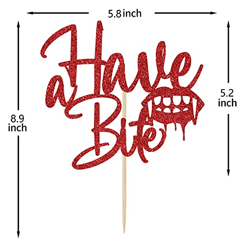 Betalala AA--0625 Have A Bite Cake Topper Decorations, Vampire Themed Birthday Halloween Party Decorations Red Glitter thumb #4