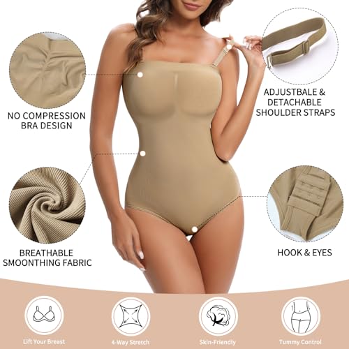 Image of Strapless Shapewear for Women Tummy Control Triangle Bodysuit Body Shaper