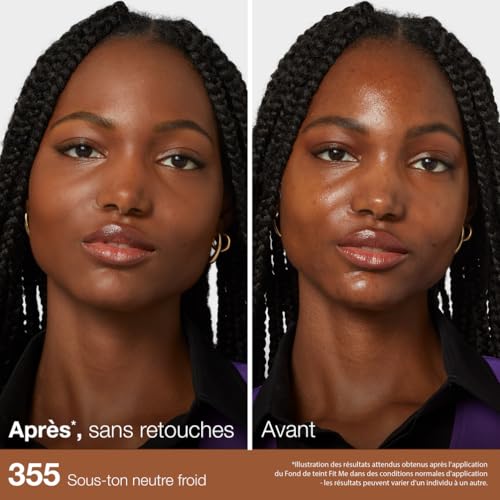 Maybelline New York Fond de Teint Fluide Fit Me Matte & Poreless Peaux normales à grasses Teinte : 355 Noix de Pecan 30 ml - vue 9