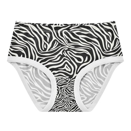 Toddler Girl Briefs, Zebra Stripes Black White Girls Cotton Underwear, 2T–8 Years