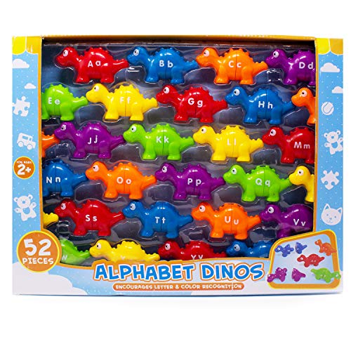 Boley 52 Piece Alphabet Dinosaurs - Educational Dinosaur Alphabet Matching Toy Set for Kids, Children, Toddlers - Great Learning Tool for Toddlers to Learn The Alphabet! Box Edition
