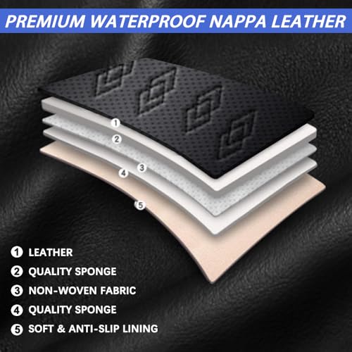 Image of Car Seat Covers for Toyota Camry 2012-2025 2026,Waterproof Leather Seat Covers 5-Seats Standard,Car Interior Accessories with Airbag,Car Seat Protectors for Camry(Black)